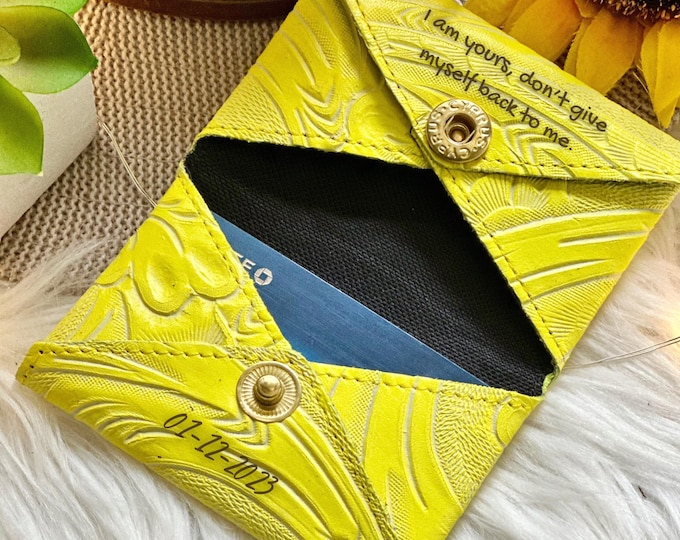 Handmade Leather Business Card Holder • Personalized Wallet for Women • Valentine’s Day Gift