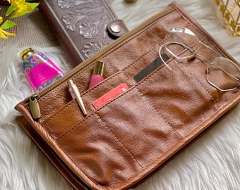 Handmade Leather Purse Organizer Insert: Sustainable Bag Organizer