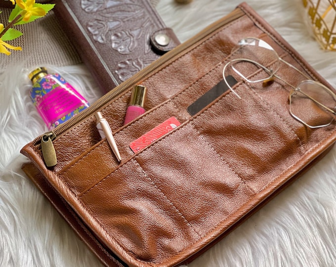Handmade leather bag organizer insert • women's purse organizer insert • women handbag organizer • leather gifts for her