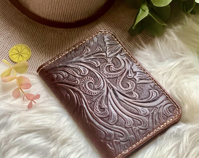 Tooled Leather Passport Cover: Personalized Boho Travel Wallet