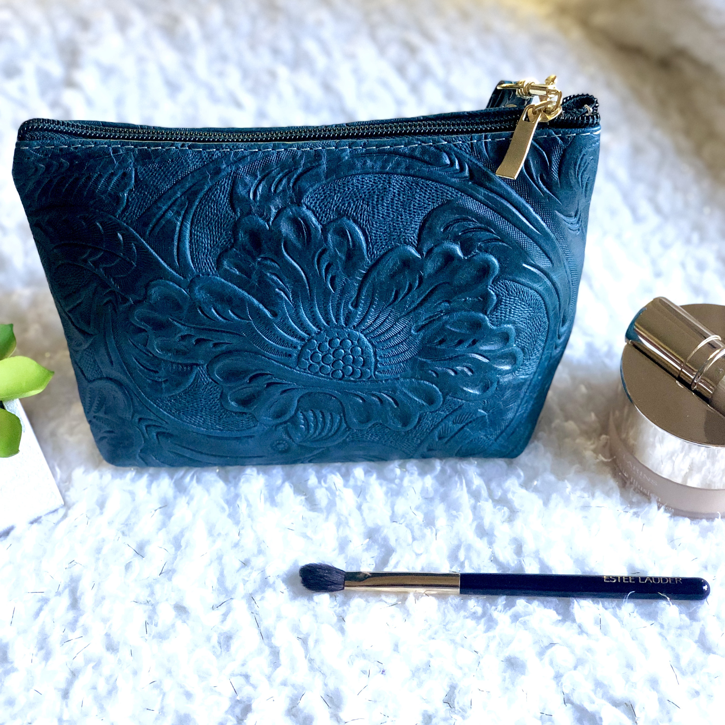 Tooled Makeup Bag* Handmade Cosmetic Bag* Birthday Present* Gift for
