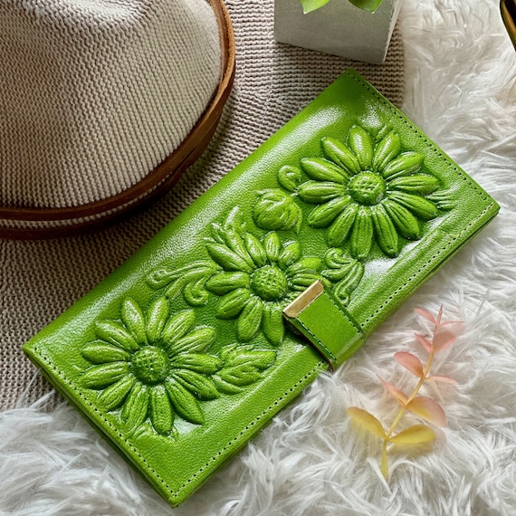 Leather wallets for women cute personalized wallets floral wallets sunflowers gifts