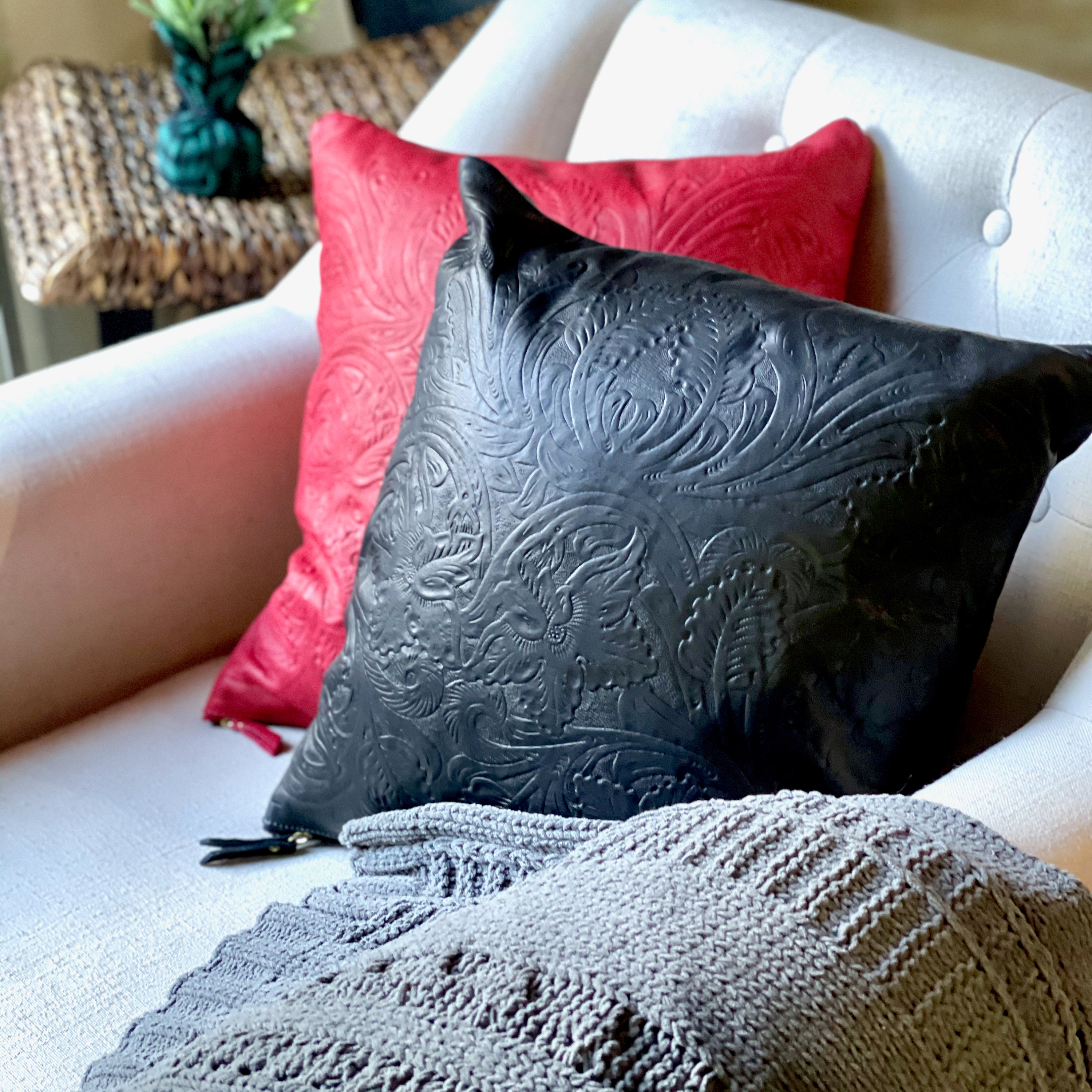 Handmade leather pillow covers• Decorative pillow covers •Housewarming Gift