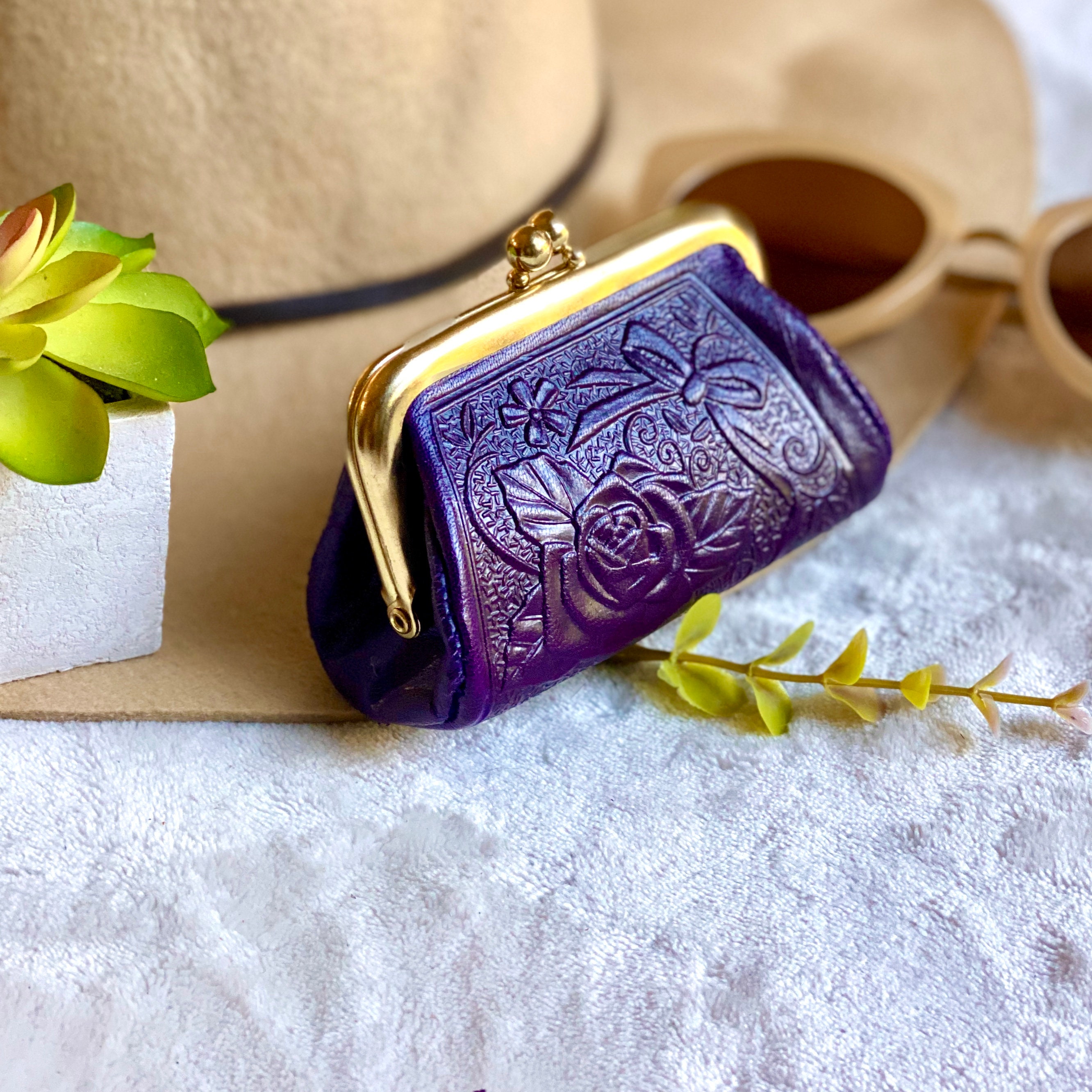 Kiss lock coin purse • Woman coin purse • Leather change purse