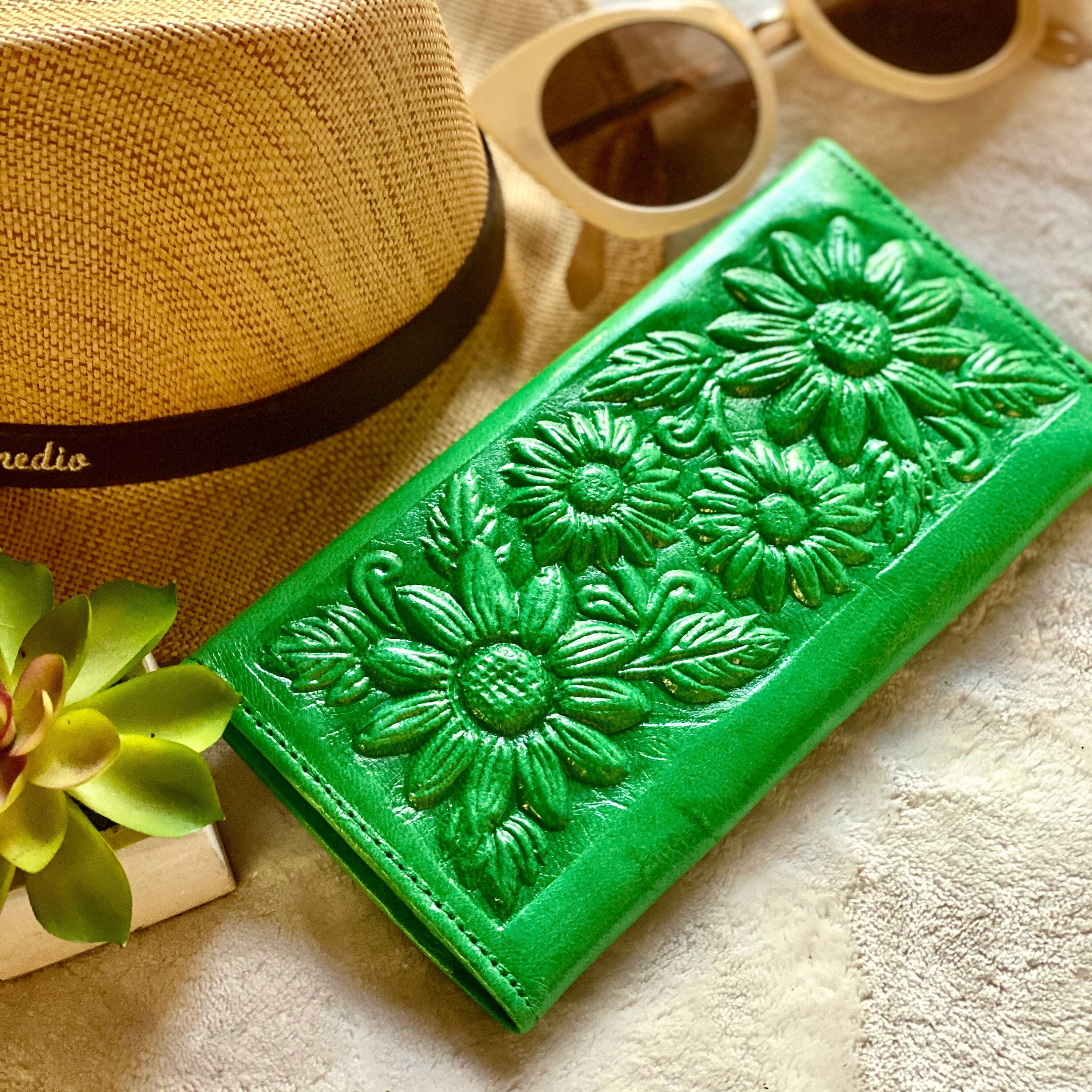 Sunflower Leather wallets for women• Bohemian wallet• Wallet women's