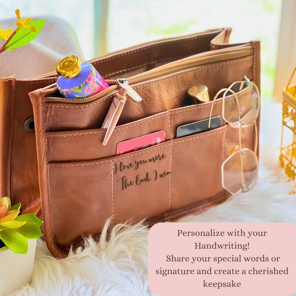 Handmade leather bag organizer insert • women's purse organizer insert • women handbag organizer • leather gifts for her