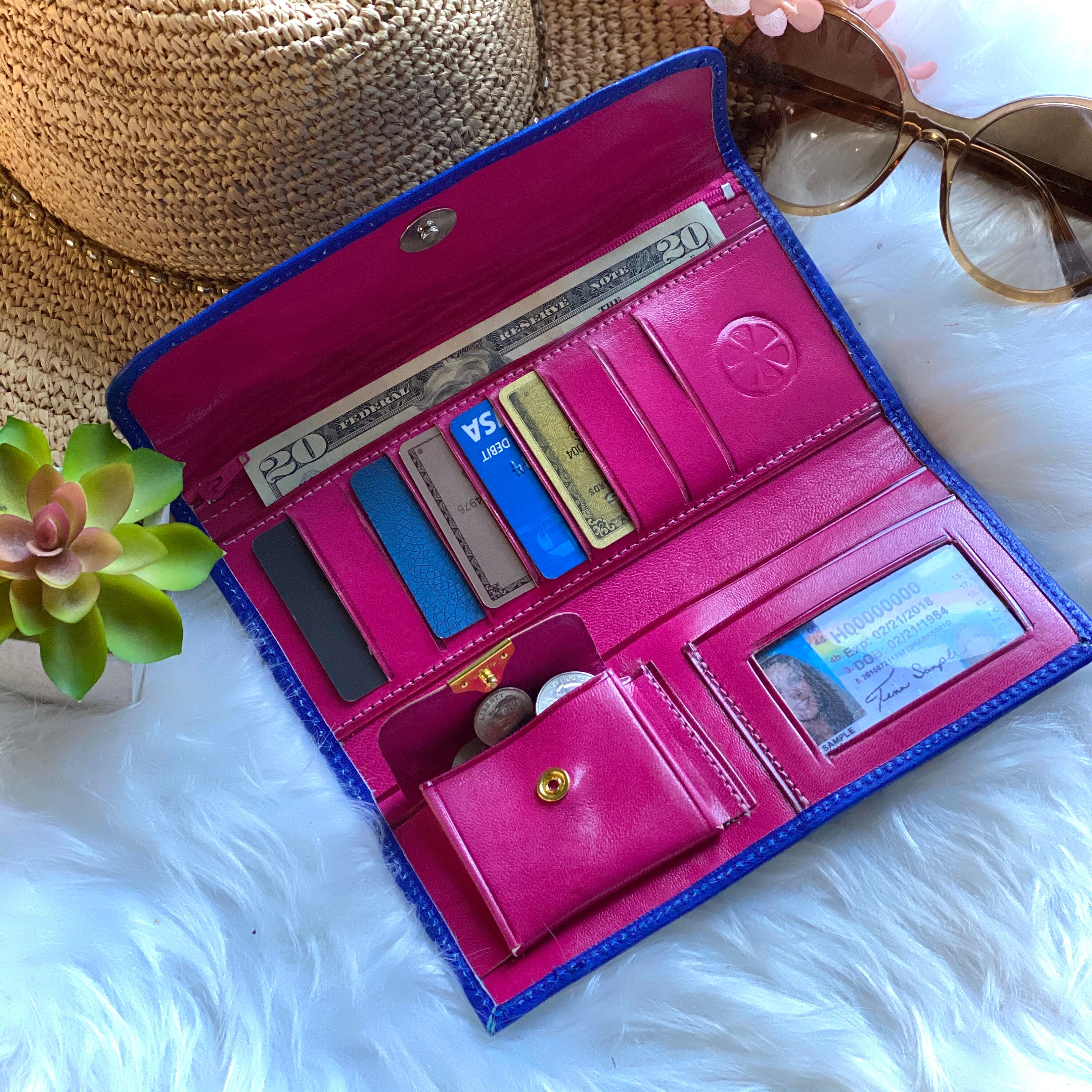 Bicolor women's wallets • Leather sunflowers woman wallets • wallets