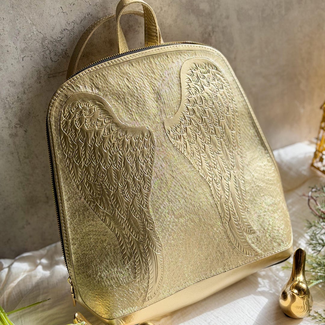 angel voices women's genuine leather backpack 7794733 Angel Wings Leather Backpack for Women • Hand Tooled Western Boho  Sustainable Leather Bag