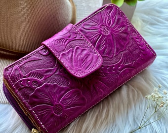 Zipper leather wallets for women • women's wallets • personalized gifts for her •  wallets women's leather