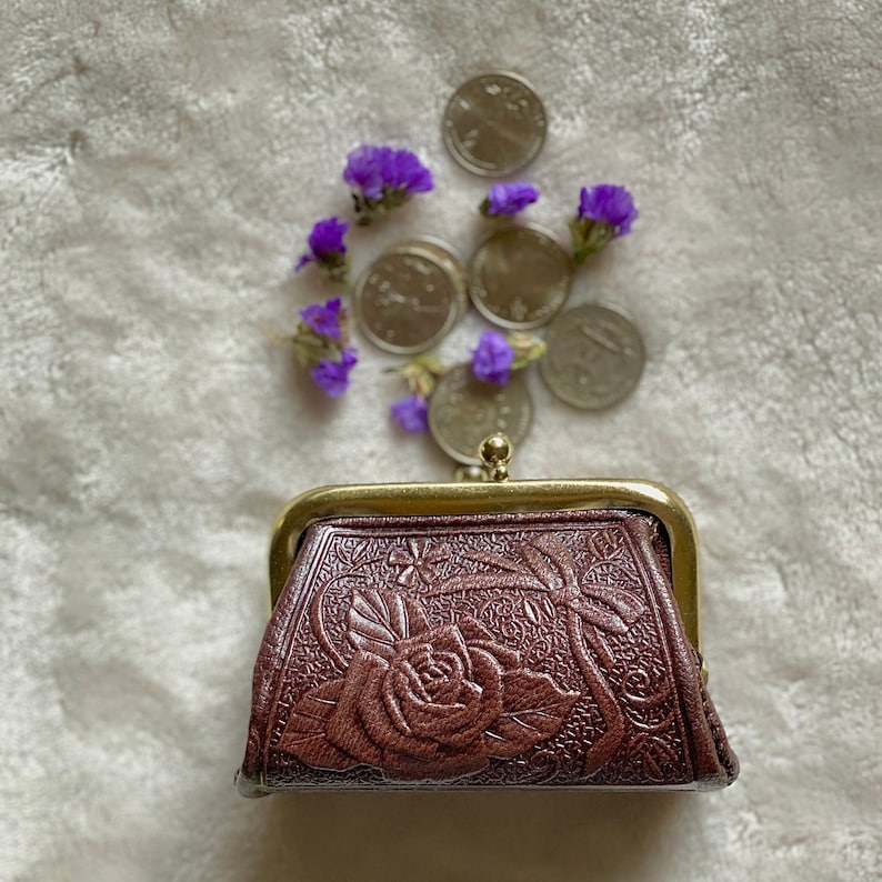 Woman coin purse leather change purse vintage style coin Etsy