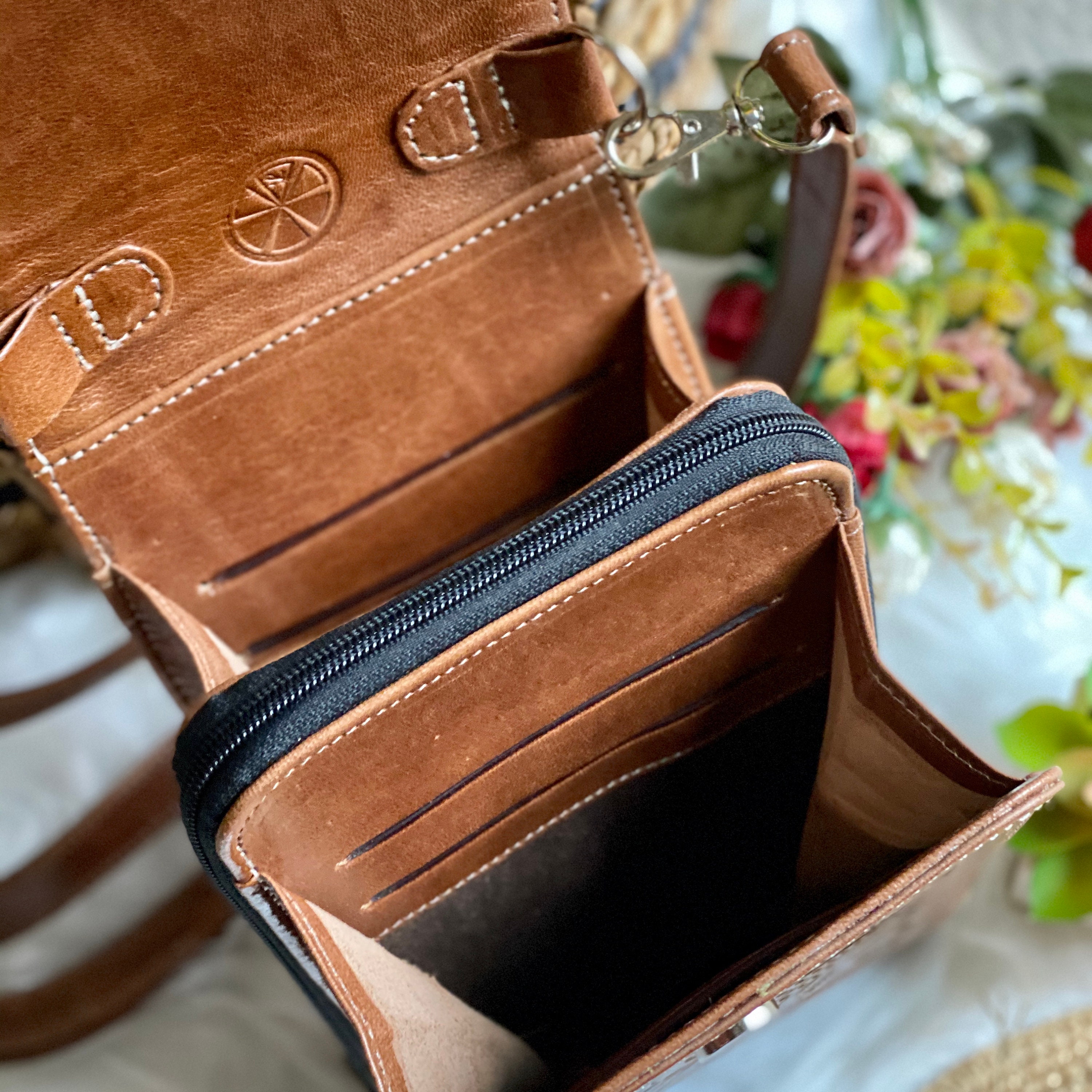 Brown Leather Crossbody - Handmade Leather Crossbody - Small Bag - Boho ...