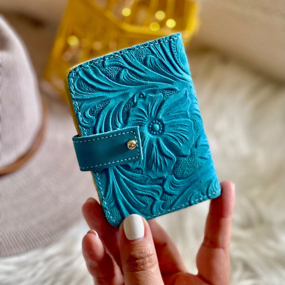 Embossed Flower Leather Wallet: Handmade Small Women's Wallet