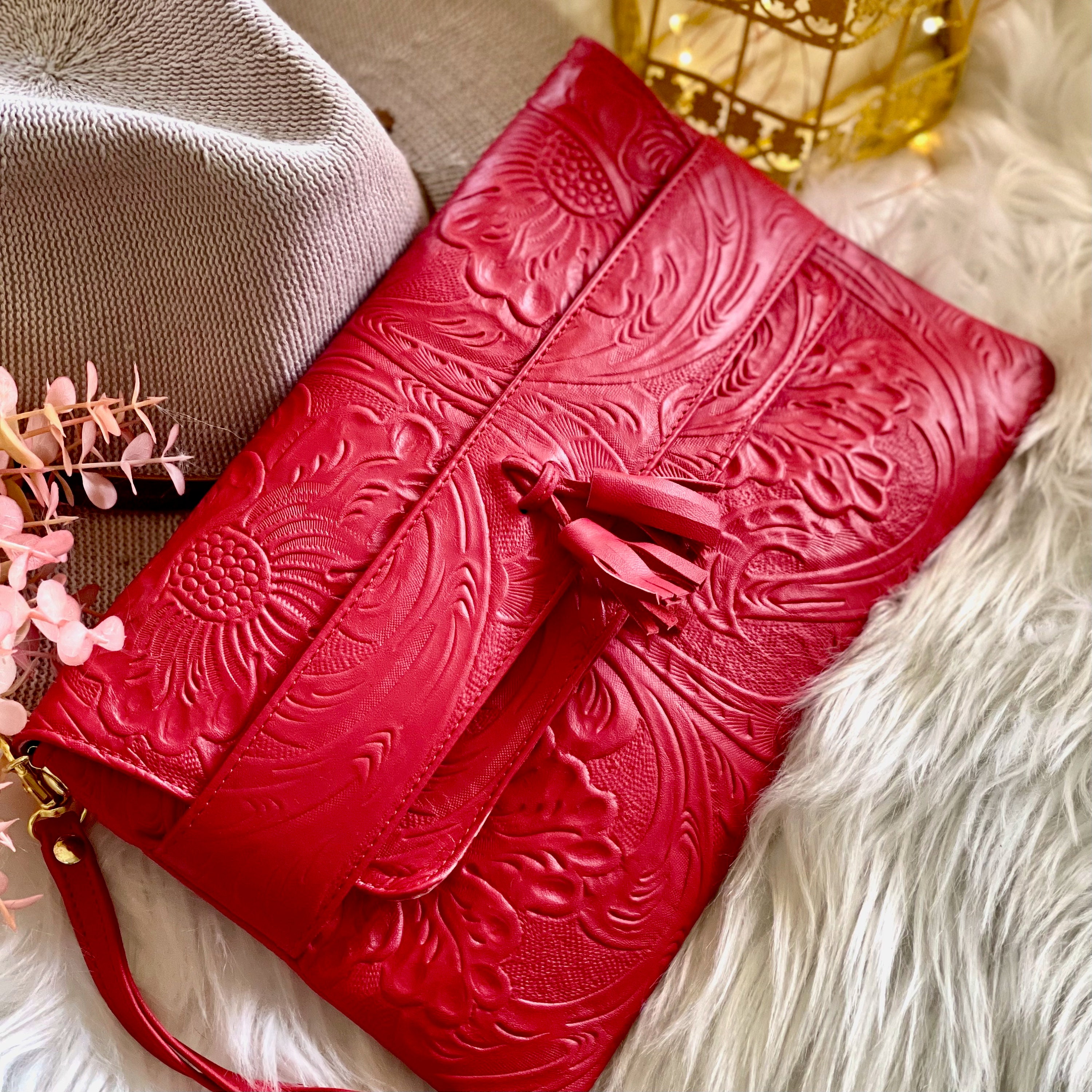 Authentic sustainable leather envelope clutch purse • leather bag