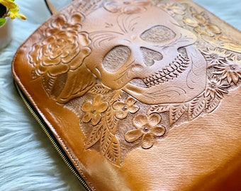 Hand-tooled Leather Backpack Purse 