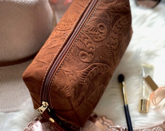 Handcrafted Leather Cosmetic Bags • Make up Bag • Gifts for women