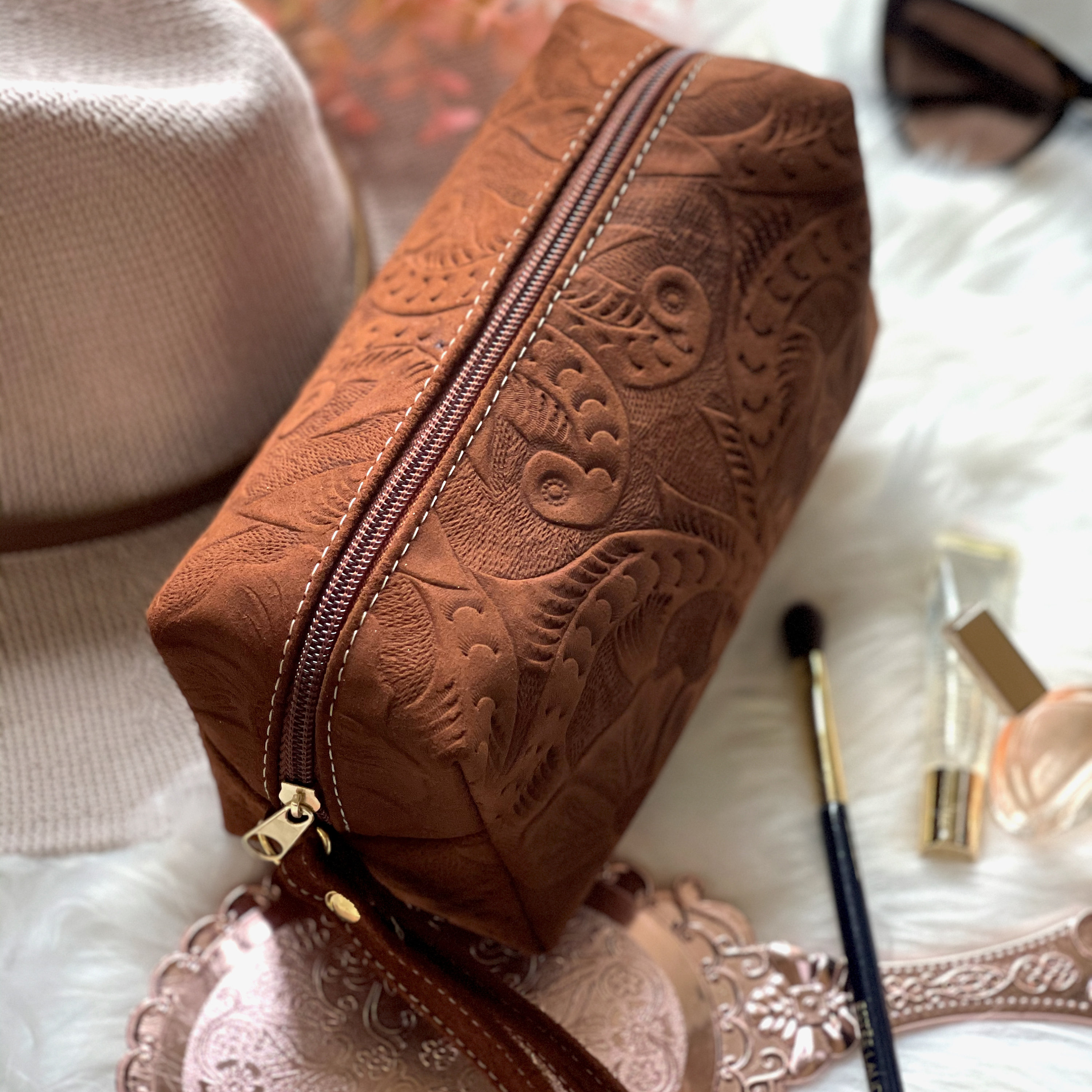 Handcrafted Leather Cosmetic Bags • Make up Bag • Gifts for women