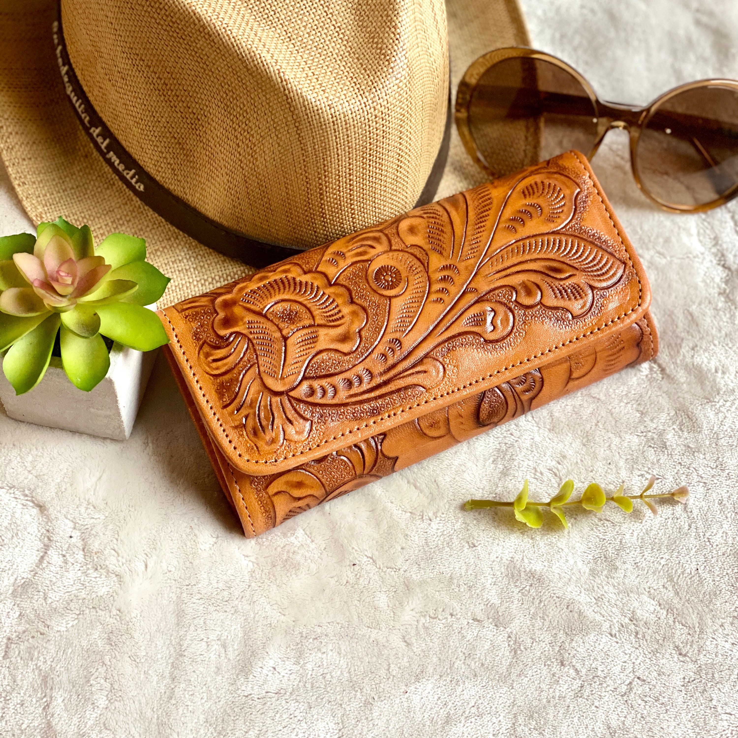 Bohemian leather wallet for women wallet women leather purse