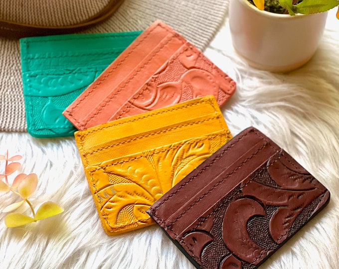 Carry Your Cards in Style with our Handmade Tooled Leather Card Holders for Women • Gifts cards holder • cute wallet • gifts for mom