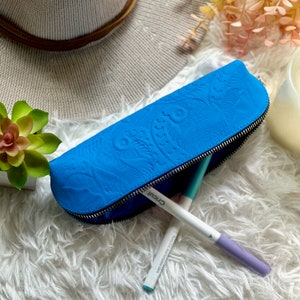 Leather Embossed Personalized Pencil Cases • Fun colorful Pencil pouches