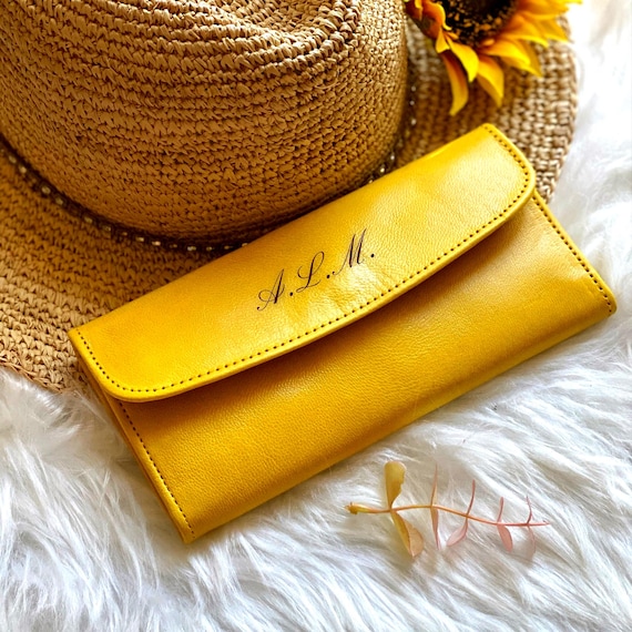 Personalized Leather Wallet • Handmade Long Wallet for Women