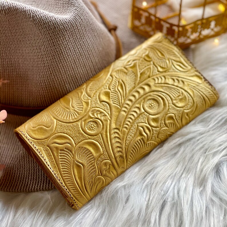 Embossed Leather Wallets for Women Womens Wallet Birthday Etsy