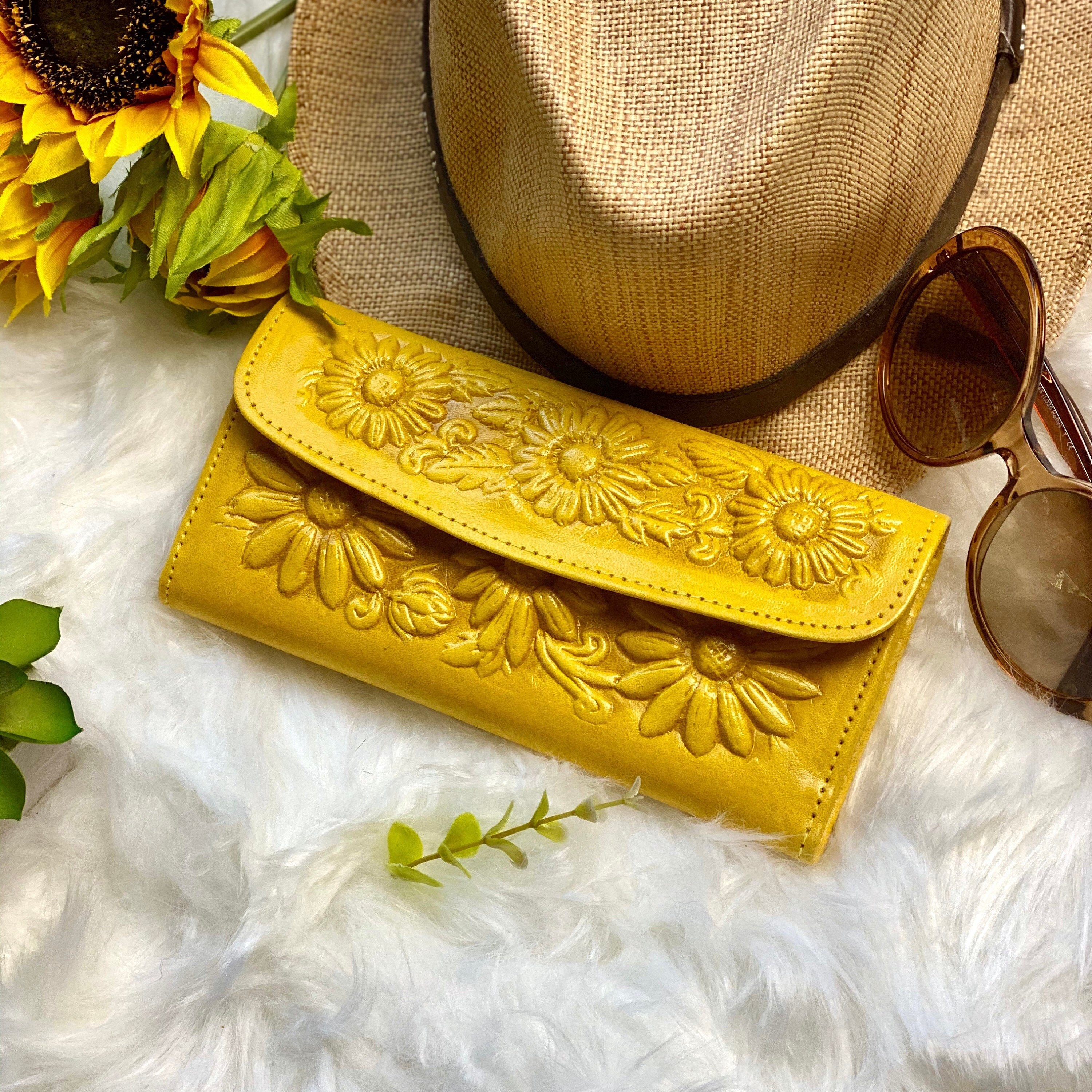 Sunflower Leather wallets for women Bohemian Wallet Wallet Women's
