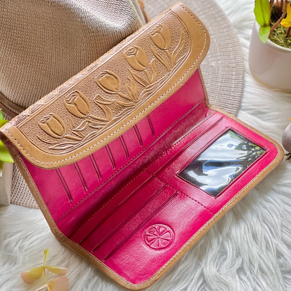 Personalized Affirmation Wallet for Women, Hidden Message Leather Gift, Encouragement Keepsake, Boho Floral Wallet