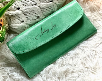 Personalized Engraved leather wallets for women • Gifts for her • Soft leather women's wallets