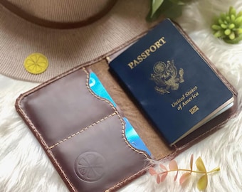 Boho Leather Passport Cover • Tooled Passport Holder • Personalized Travel Wallet • Custom Leather Gifts • Passport Case for Her