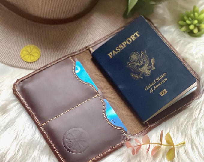 Boho Leather Passport Cover • Tooled Passport Holder • Personalized Travel Wallet • Custom Leather Gifts • Passport Case for Her