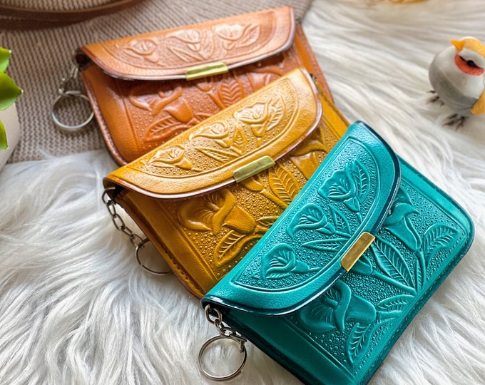 Vintage Style leather key ring coin purse • Key pouch • Key ring wallet • small wallet • personalized gifts for women
