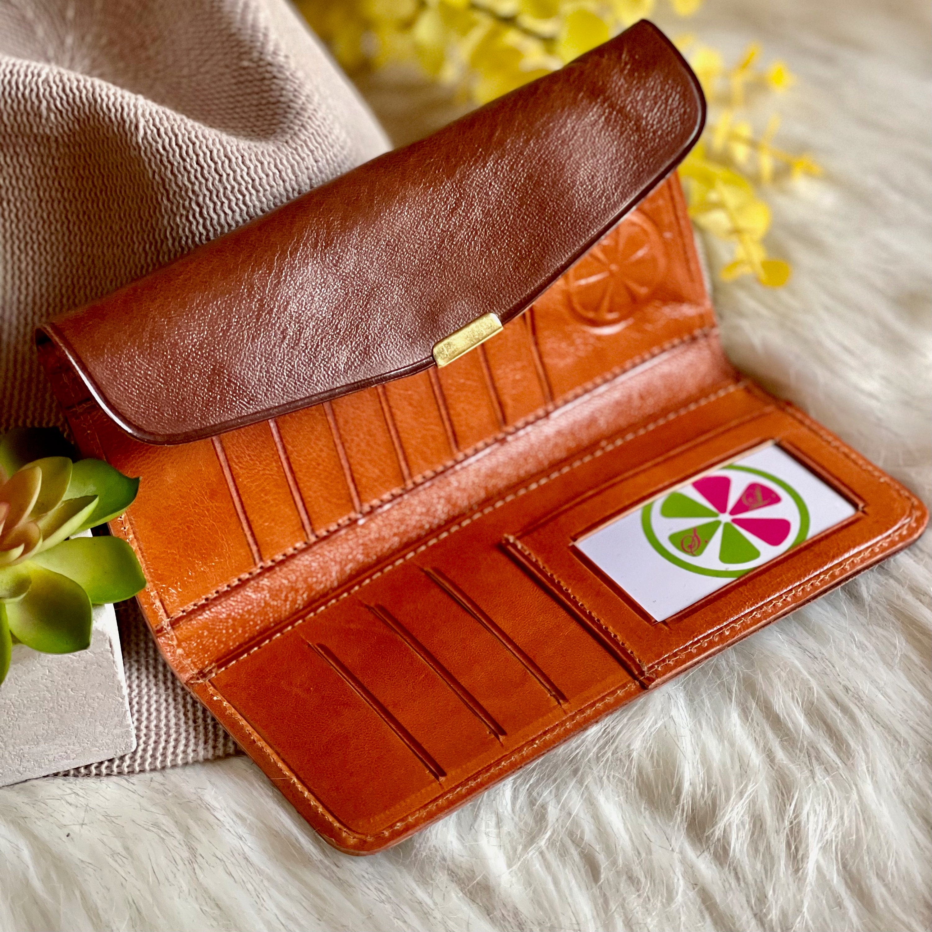 Women's Leather Wallet Red Brown