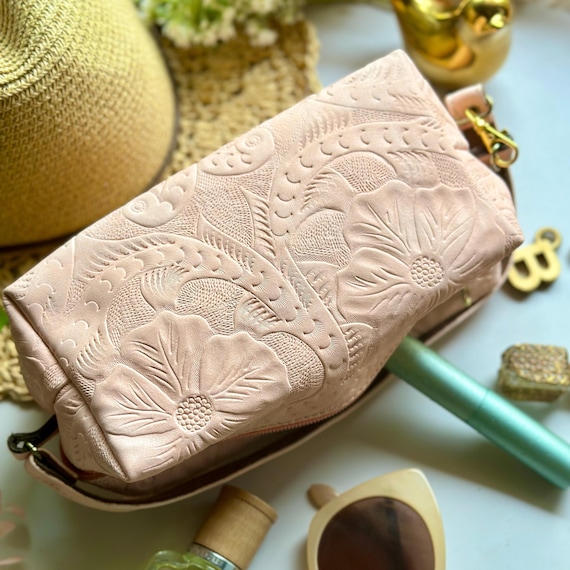 Authentic Leather Makeup Bag • Handmade Cosmetic Bag • Personalized Gifts for Her
