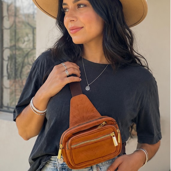 Personalized Leather Fanny Pack: Handmade Crossbody Sling Bag