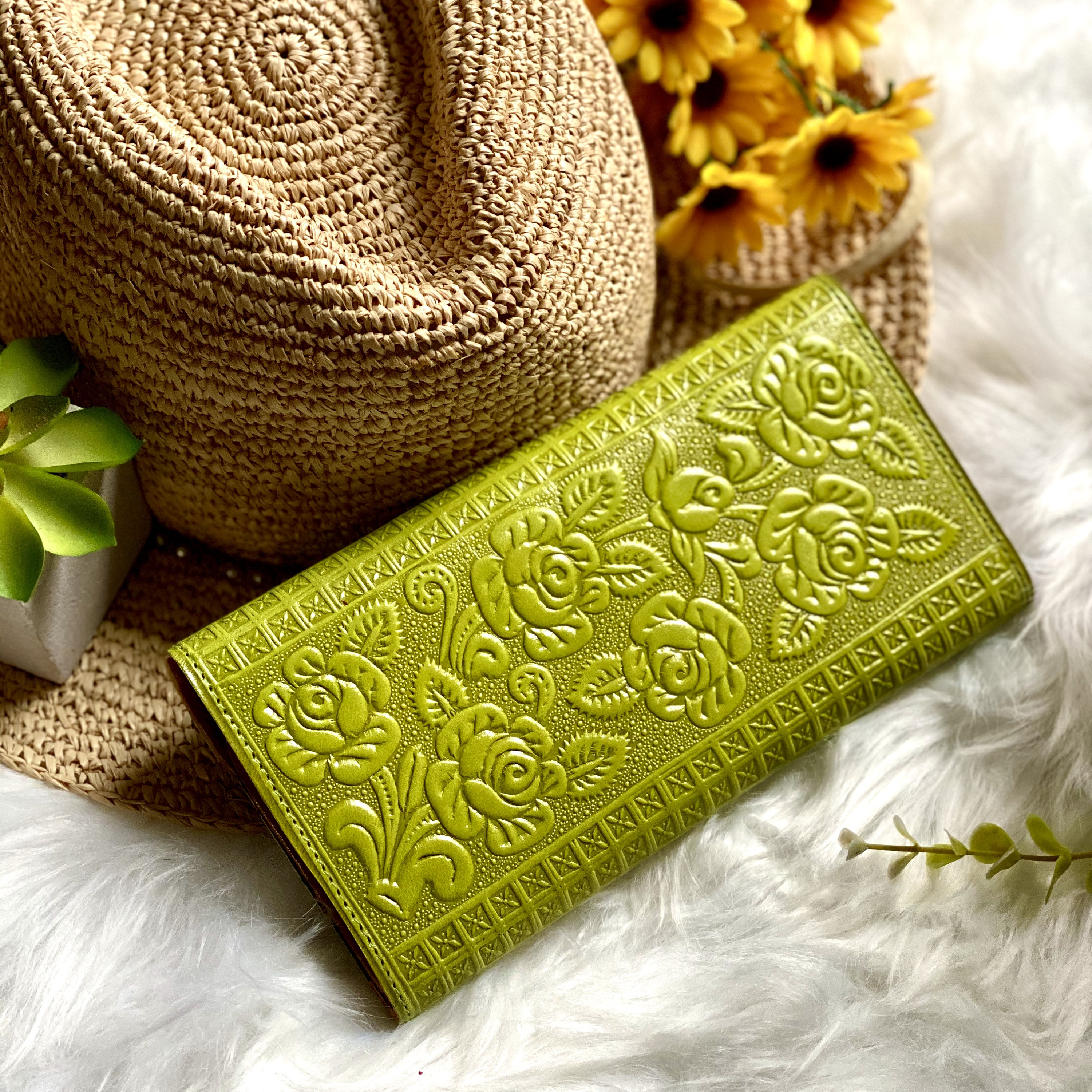 Embossed roses wallets for women - Gifts for her - women's wallet ...