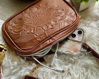 Personalized Embossed Leather Crossbody Bag • Small Handbag, Engraved, Cute, Women's Mini Purse
