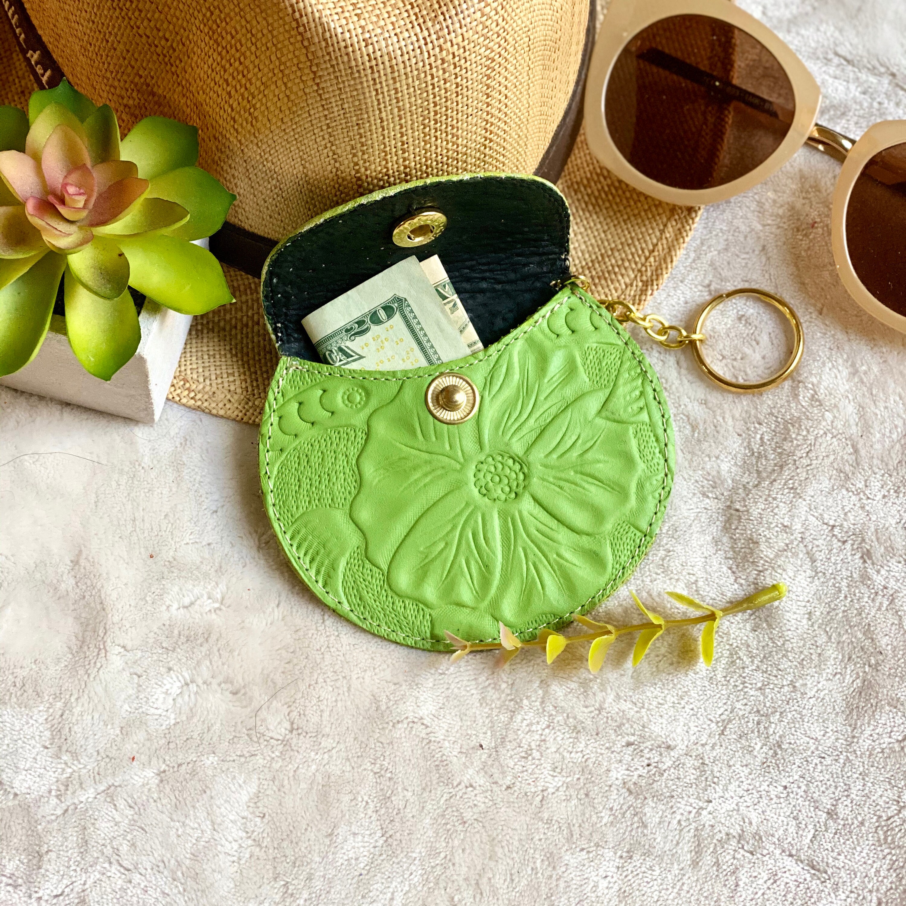 Carved leather Small Bag pouch for purse Small bag pouch Etsy