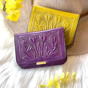 Cute embossed leather credit cards holders for women • small leather wallets • wallets women• personalized gifts