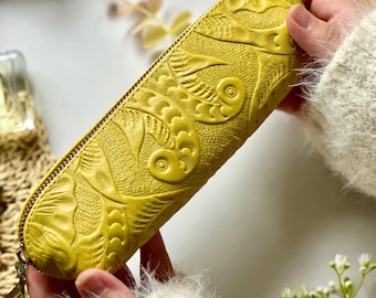 Leather Embossed Personalized Pencil Cases • Fun colorful Pencil pouches