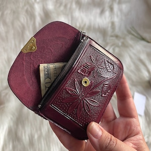 Portefeuille porte-clés en cuir • Pochette à fermeture éclair • Porte-monnaie