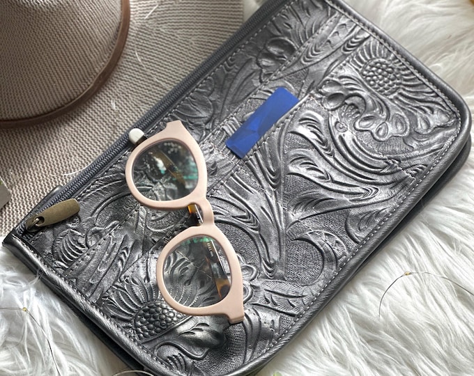 Embossed leather bag organizer insert • purse organizer insert  • flowers tote bag organizer • bag in bag • organizer insert
