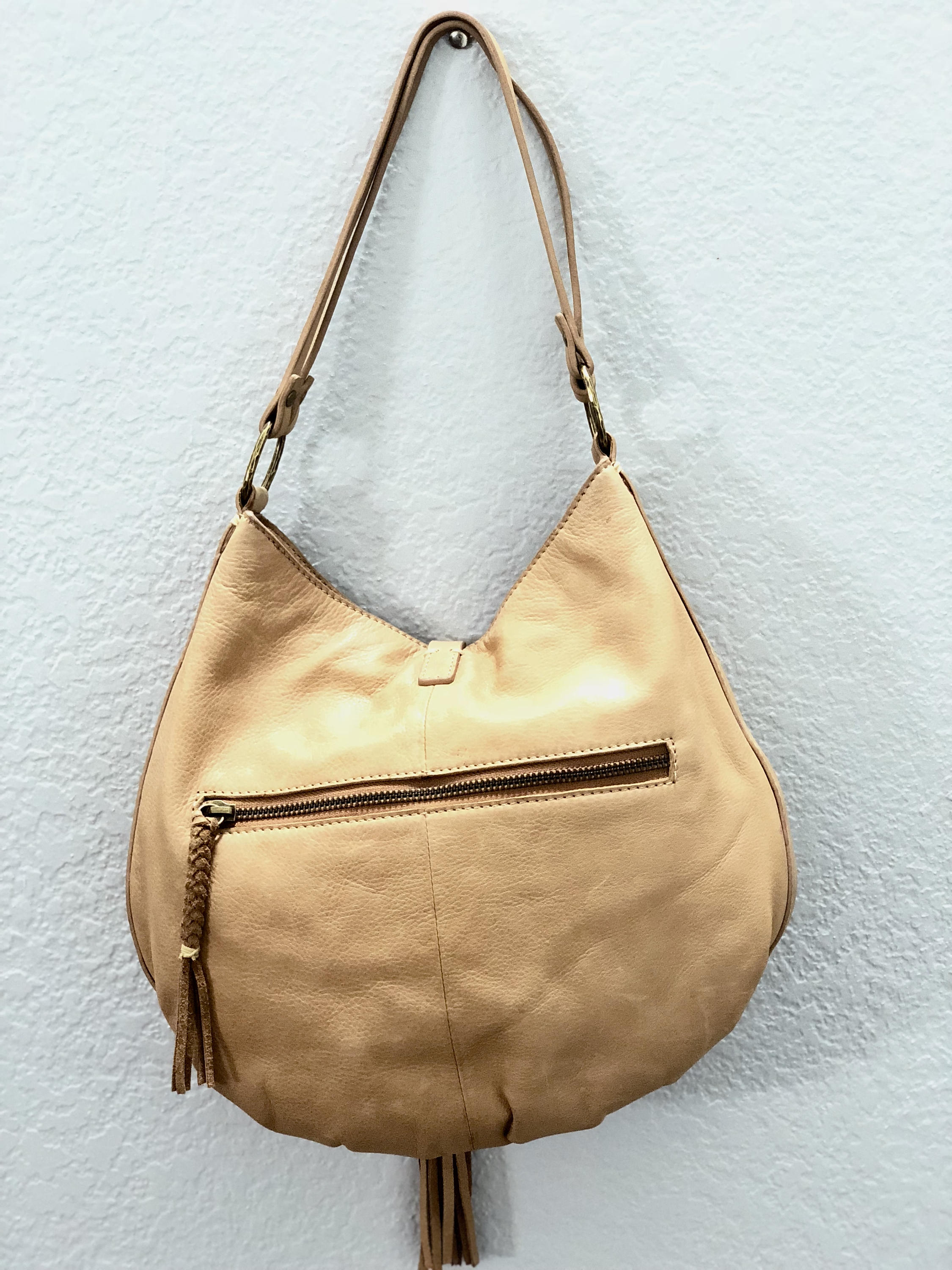 brown hobo leather handbag