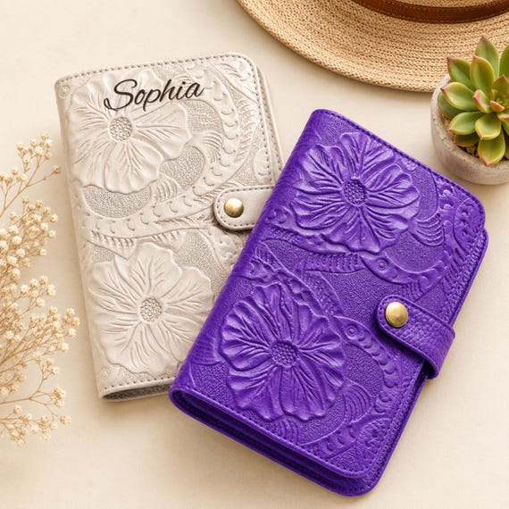 Personalized Leather Budget Wallet, Engraved Cash Envelope Organizer, Custom Gift for Her