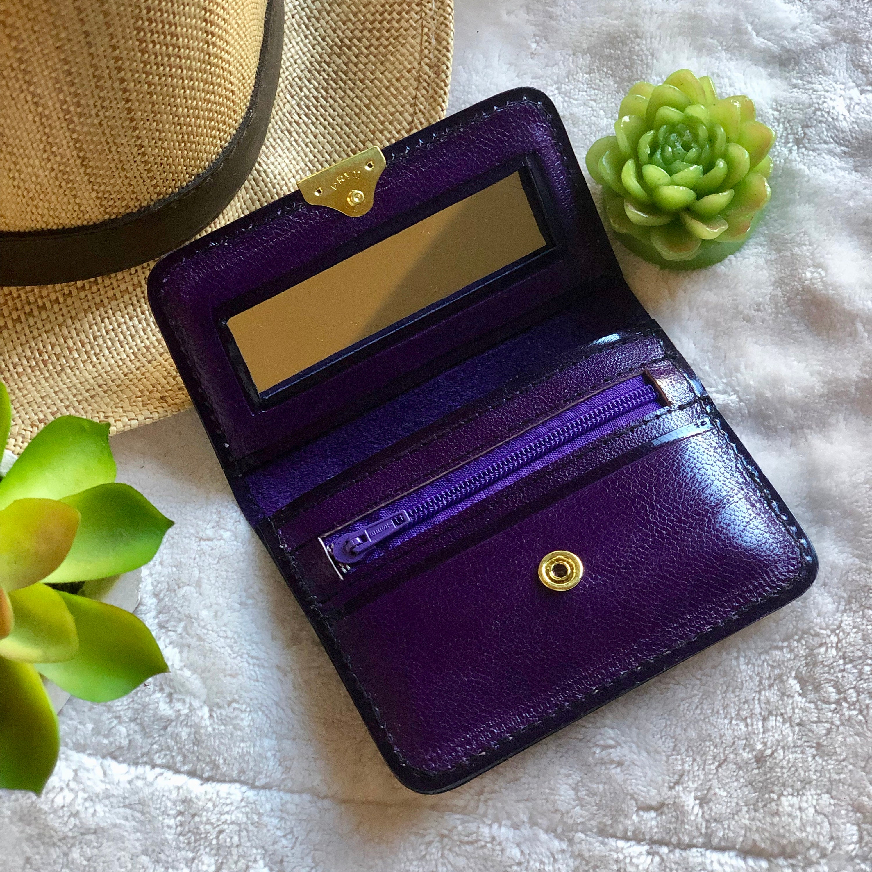 Purple handmade leather small wallet- Wallet Woman- woman wallet- gift ...