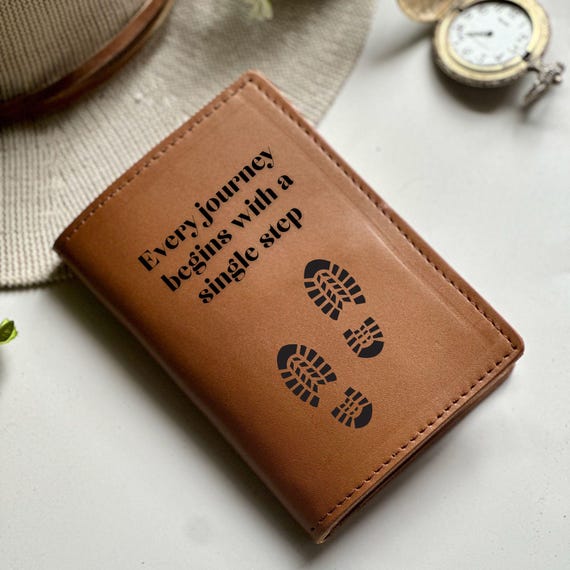 Engraved Leather Passport Cover: Personalized Engraved  Travel Wallet