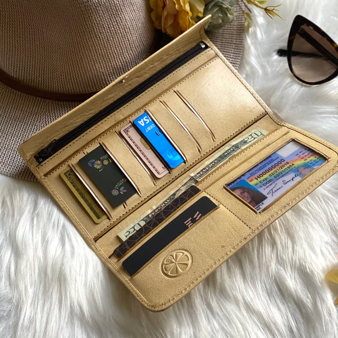 Embossed Authentic Leather Wallets Women's Wallets Etsy