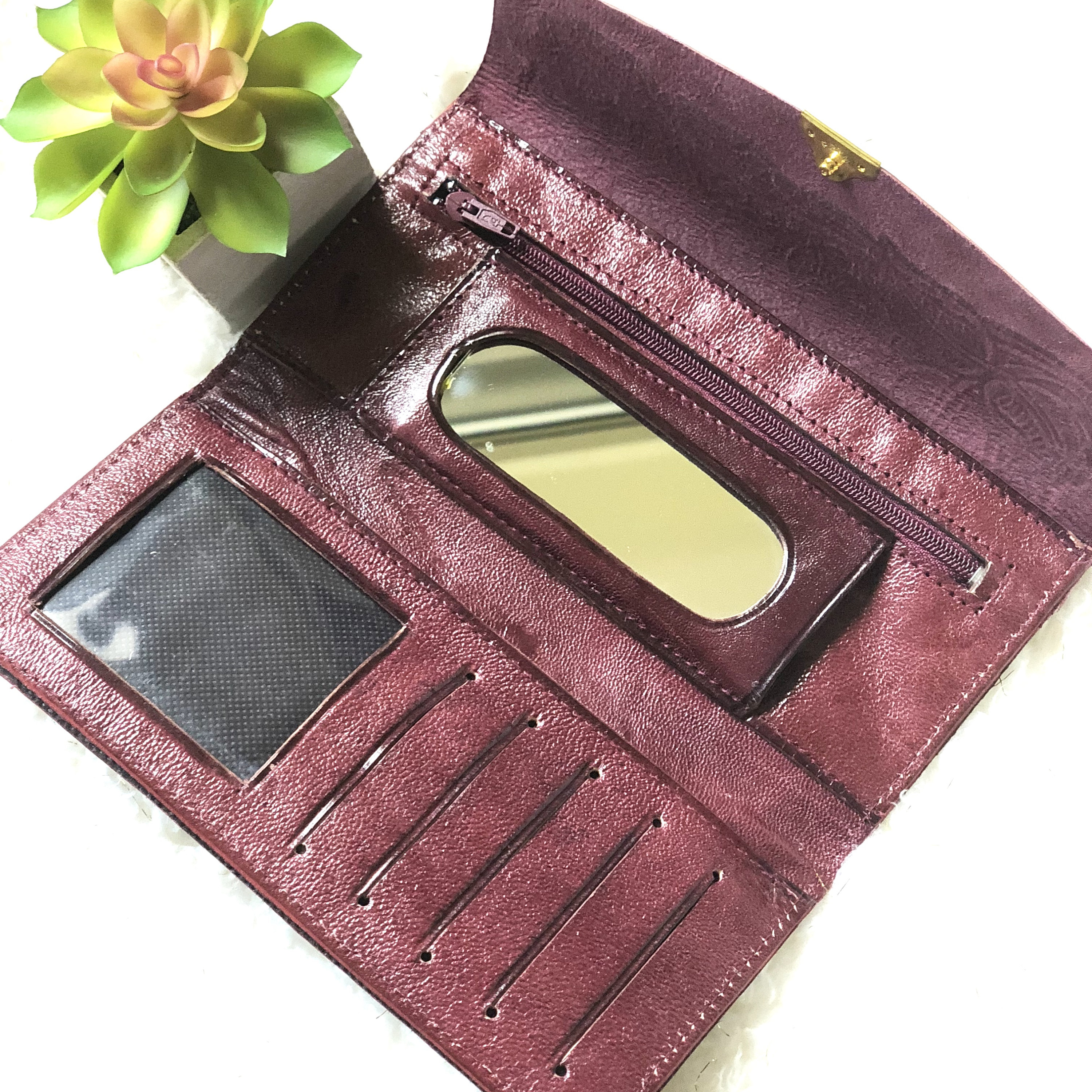 Burgundy Wallet* Bohemian Wallet* Ethnic Wallet* Slim Wallet* Leather