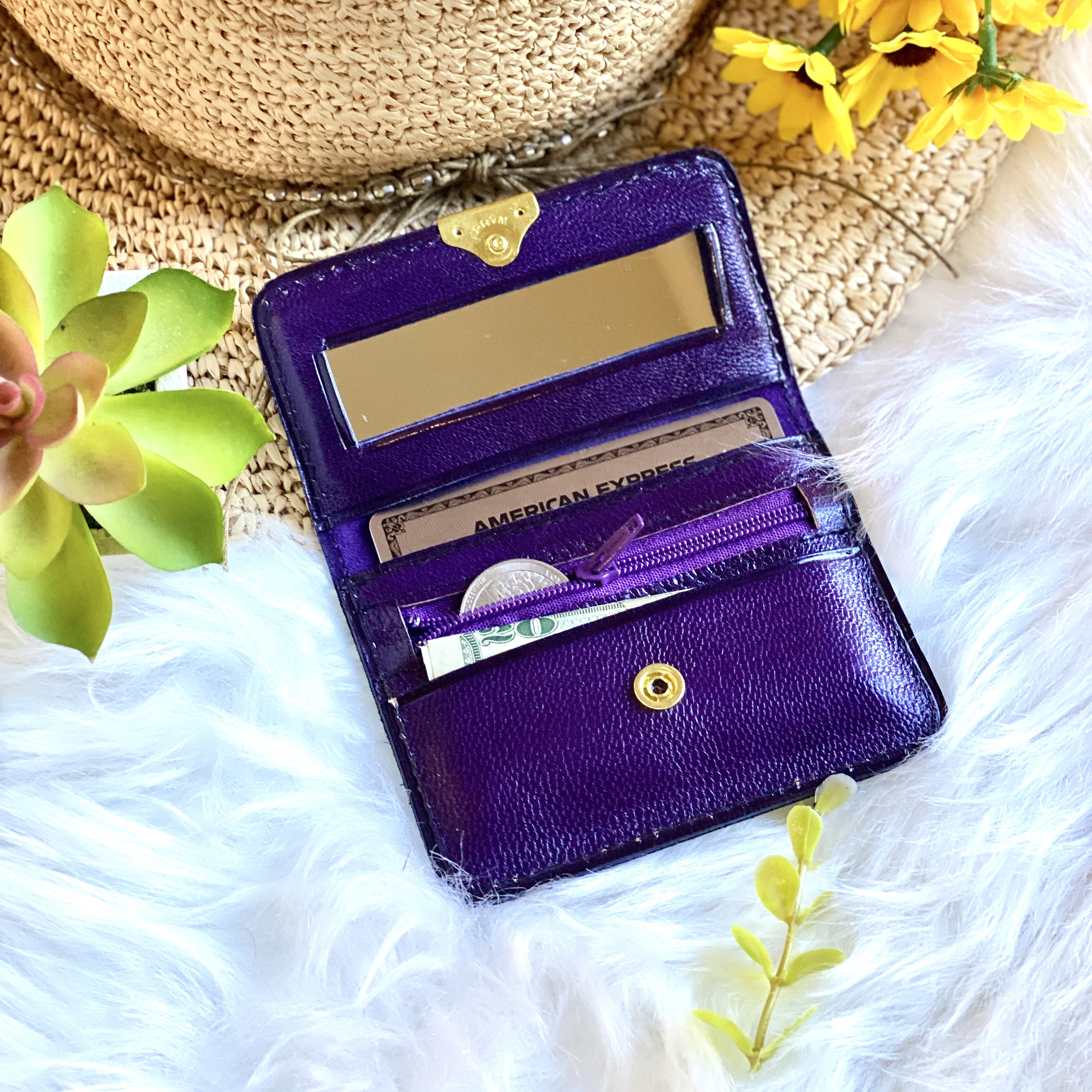 Purple handmade leather small wallet Wallet Woman woman wallet gift