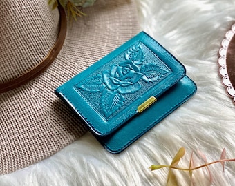 Cartera pequeña de cuero para mujer / Monedero y tarjetero hechos a mano / Regalo perfecto para ella