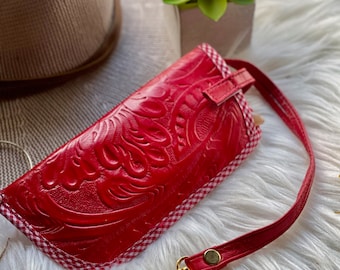 Women's Soft Leather Glasses Case • Tooled Sunglasses Case • Personalized Eyeglass Holder • Gifts for Her